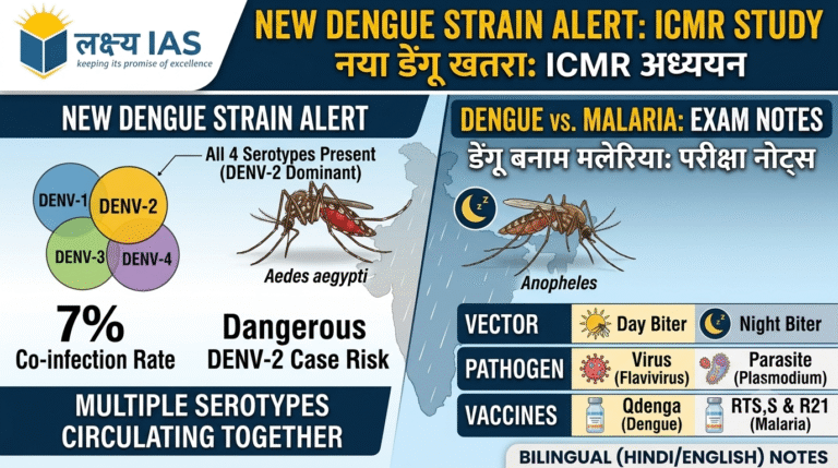 Read more about the article Recent ICMR Dengue Study & Dengue vs. Malaria: UPSC & State PCS